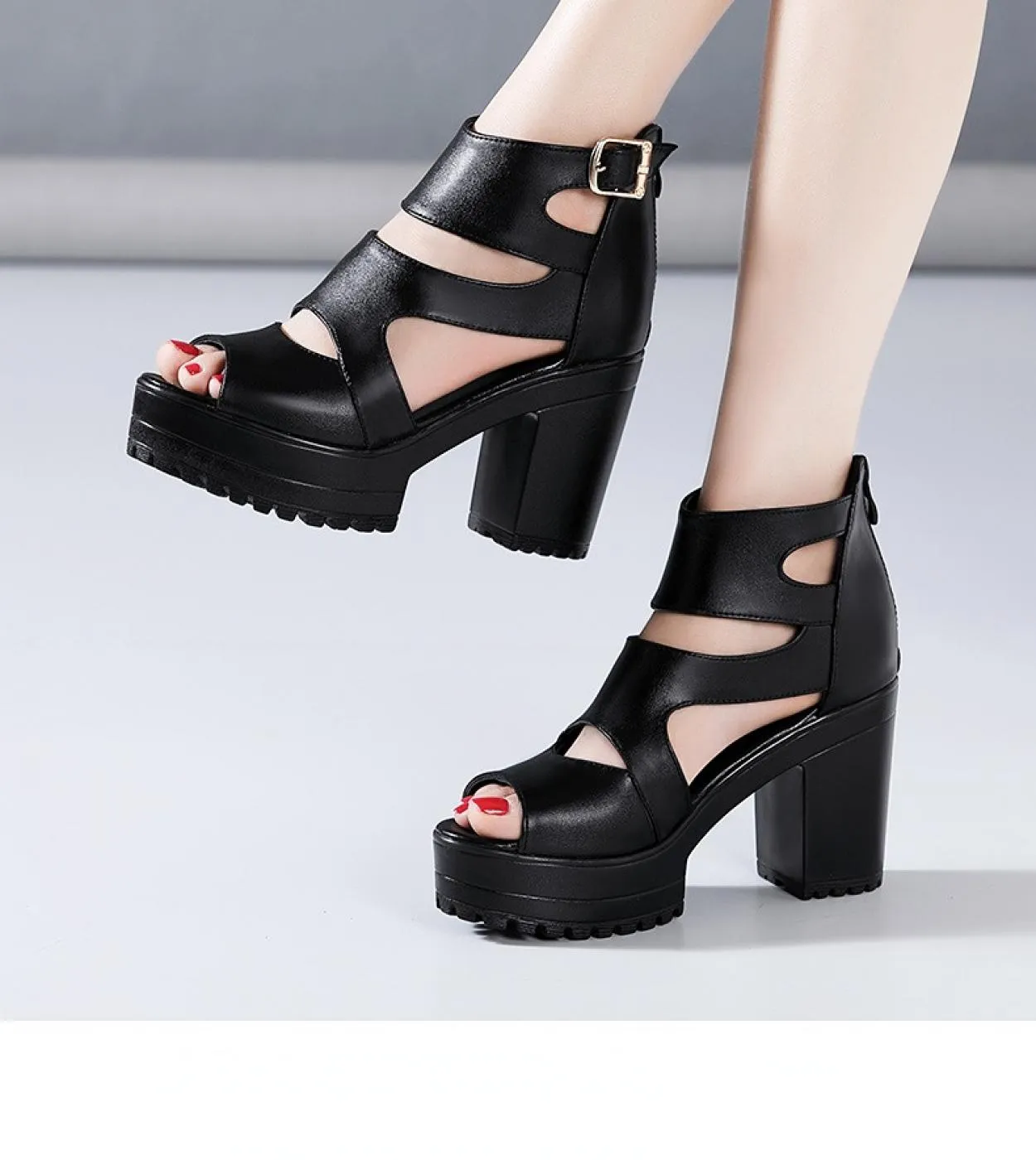 32 43 Moda Sandali con plateau stile Roma Scarpe da festa per donna 2022 Sandali gladiatore con tacchi spessi estivi Donna Peep
