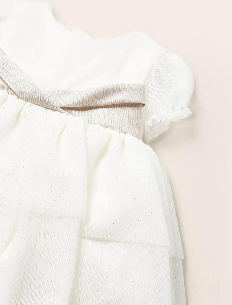 Abito Manica Corta Elegante Newborn - Ecru