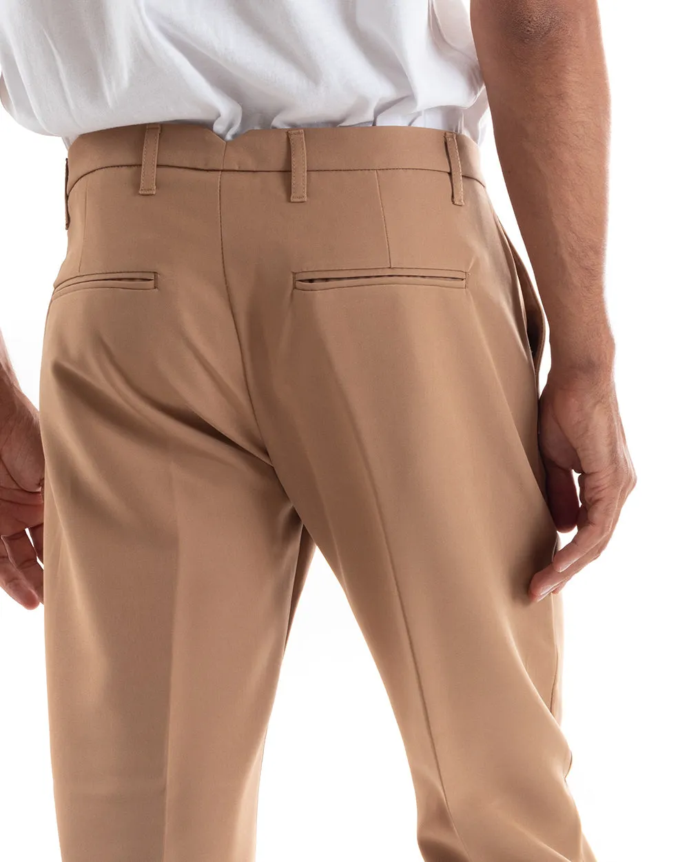 Abito Uomo Doppiopetto Vestito Viscosa Completo Giacca Pantaloni Camel Sportivo Elegante Cerimonia GIOSAL-OU2158A