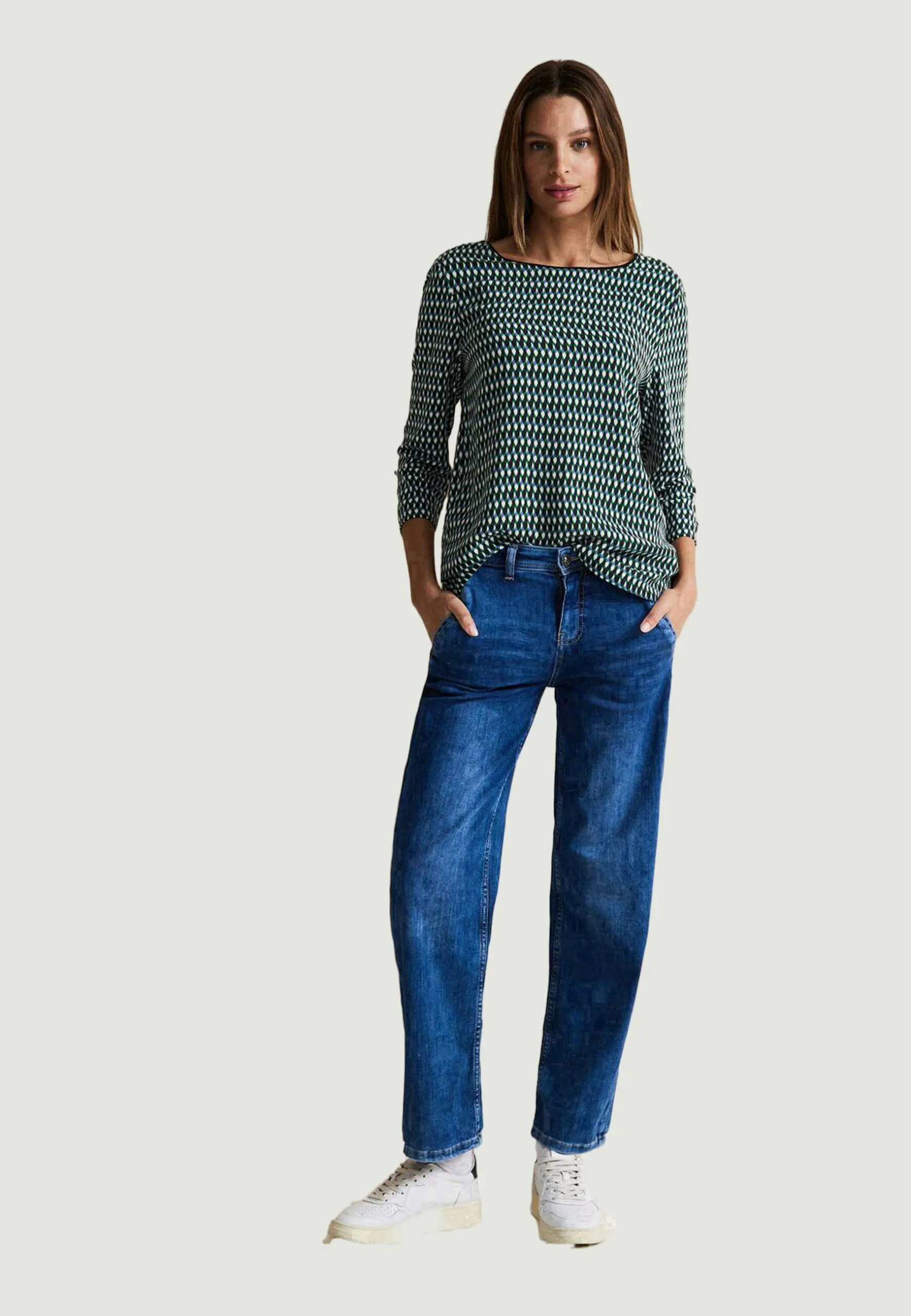 Bluse manica lunga Street One minimal printed Style Evi Verde