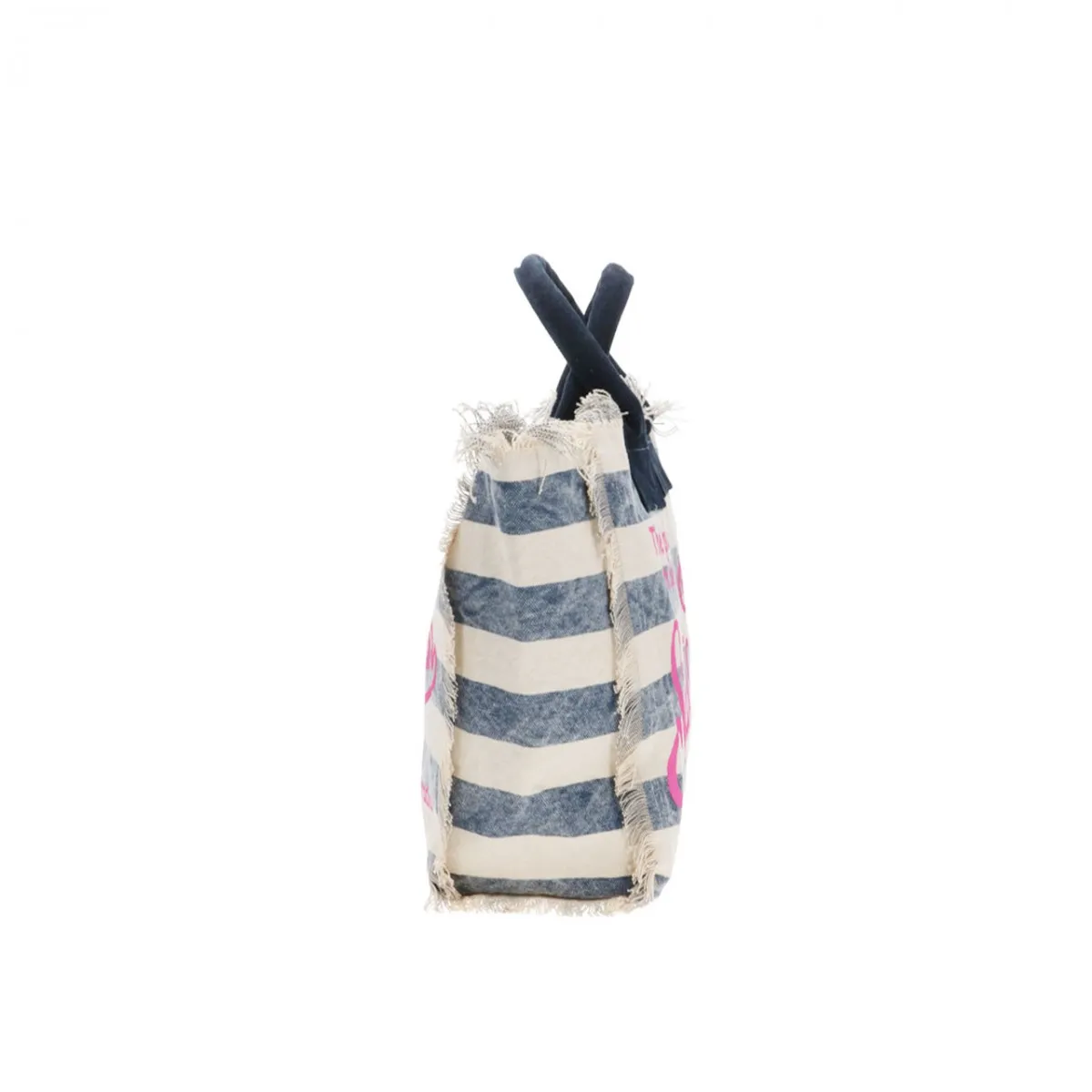 Borsa Vanity In Canvas A Righe Blu