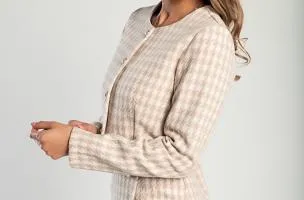 Giacca corta in tweed, beige