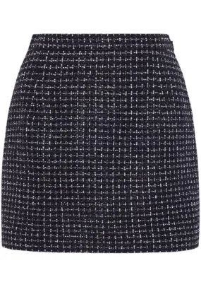 Minigonna in tweed a quadri in blu - donna