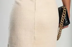 Minigonna in tweed, beige