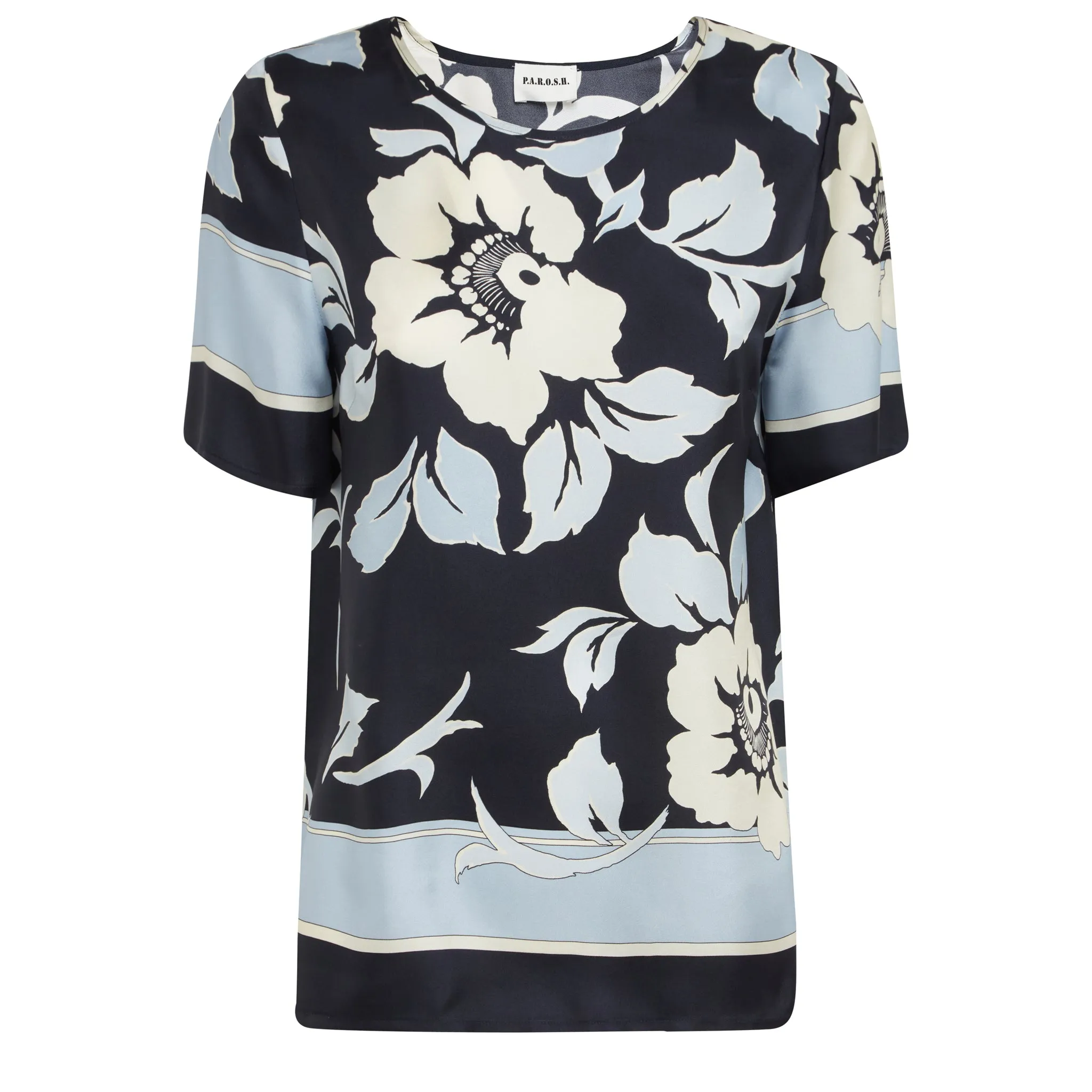 P.A.R.O.S.H.  Top in seta blu
