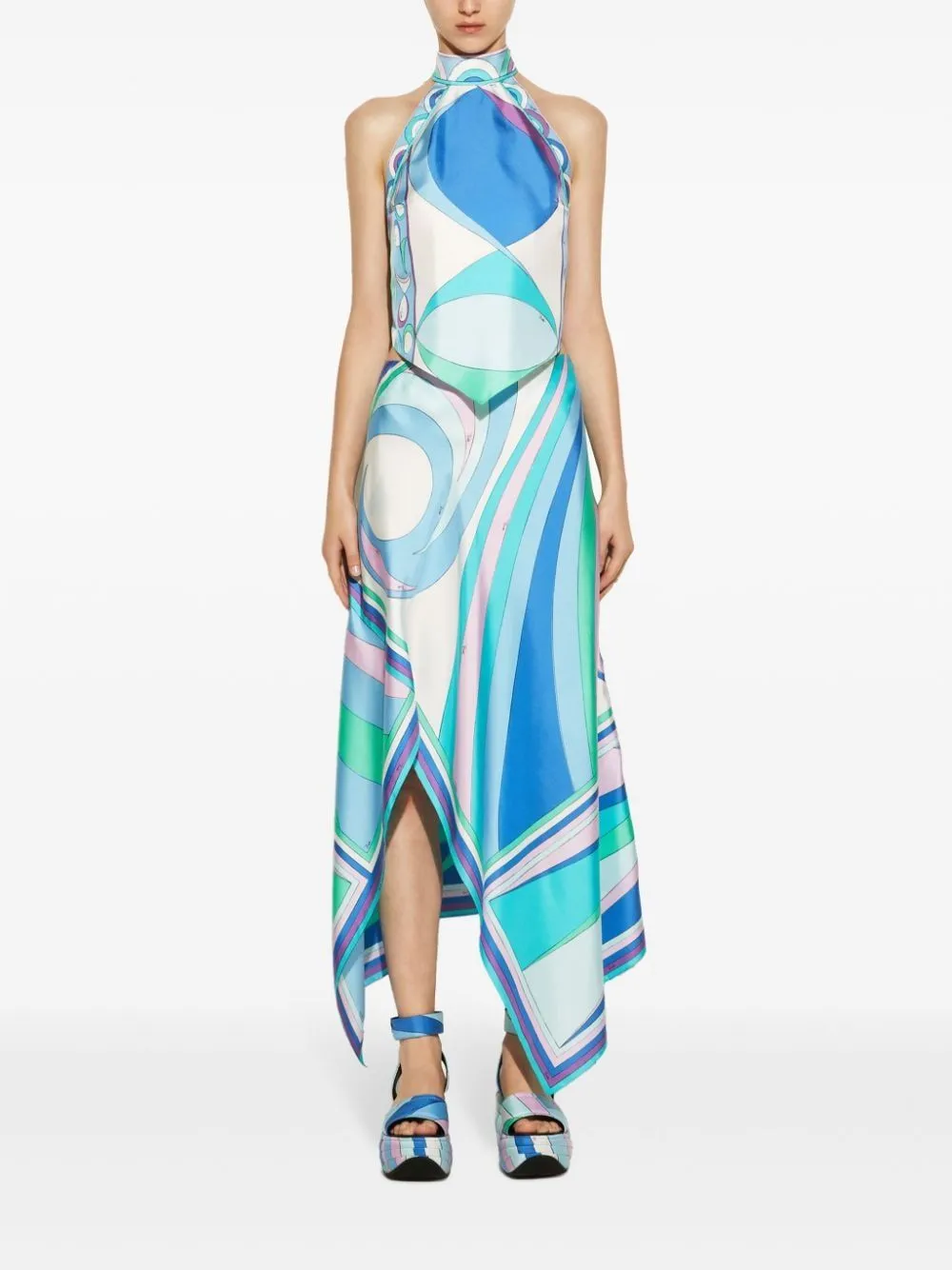 PUCCI TOP IN SETA CON STAMPA PESCI