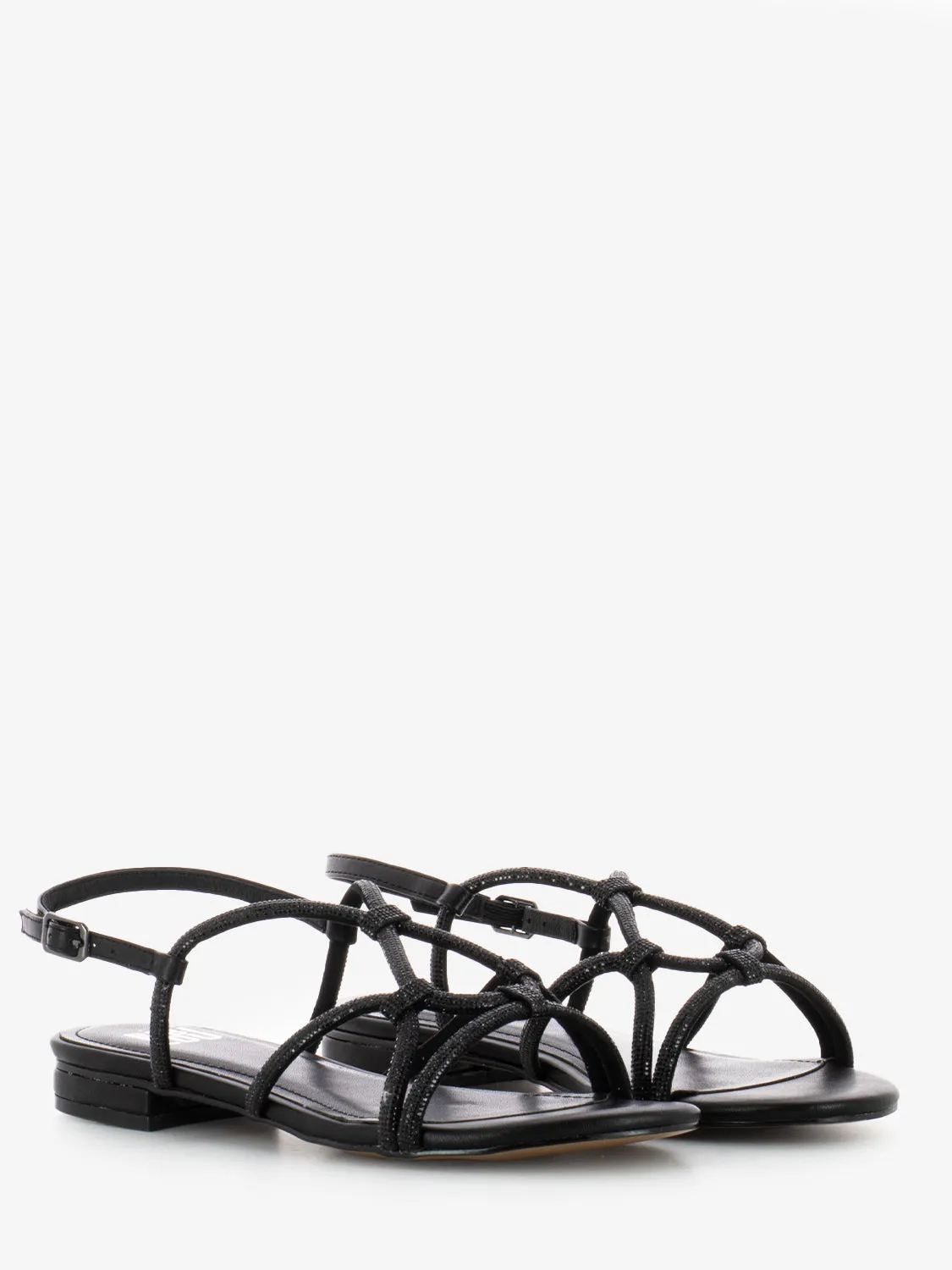 Sandali con fasce strass neri