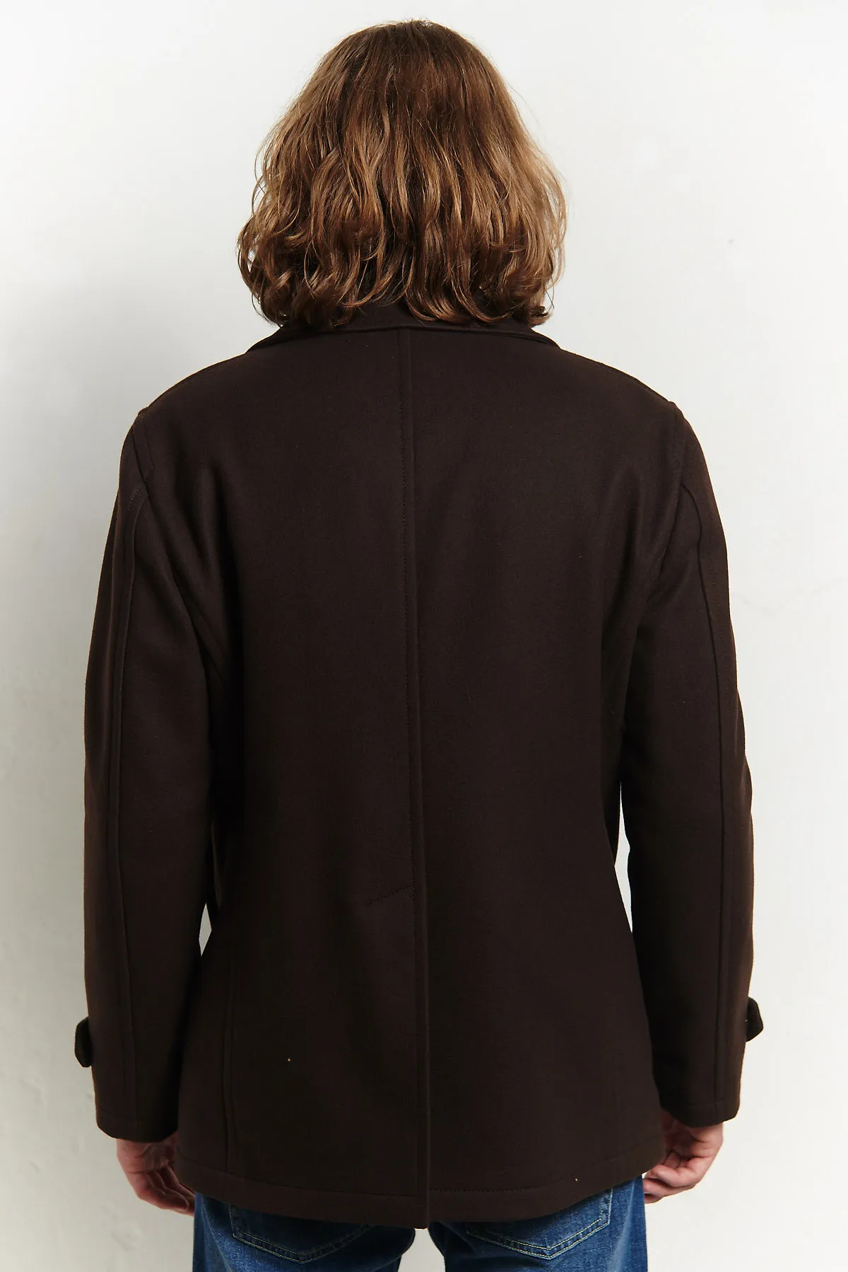 TAGLIATORE Giaccone peacoat  marrone con bottoni a contrasto